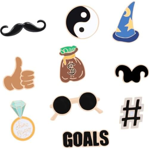 New Cartoon Wallet Beard Glasses Cute Pin Enamel Brooch Lady Classic Collar Backpack Metal Lapel Pins Brooches Child Badge Gift