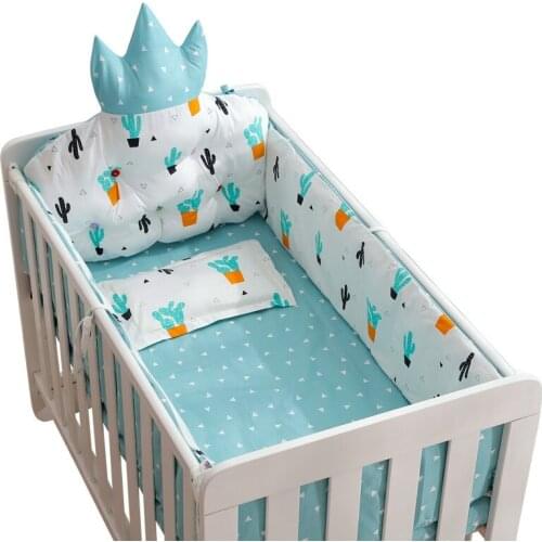 NEW 5Pcs 100% Cotton Baby Bumpers 4 Crib Bumpers + 1 Bed Sheet Baby Room Decoration Prevent The Baby From Colliding with The Bed