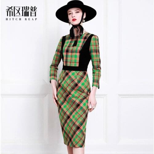 Original DesignerS High-End Dress 2021 Spring And Autumn New Plaid Stitching Skirt