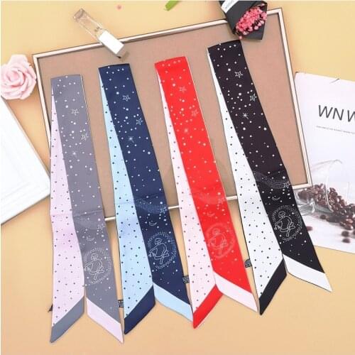 Star Print Luxury Brand Womens Summer Scarf Neck Scarf Wrapped Handbag Handle Small Ribbon Fashion Hair Band Shawl Scarf G13