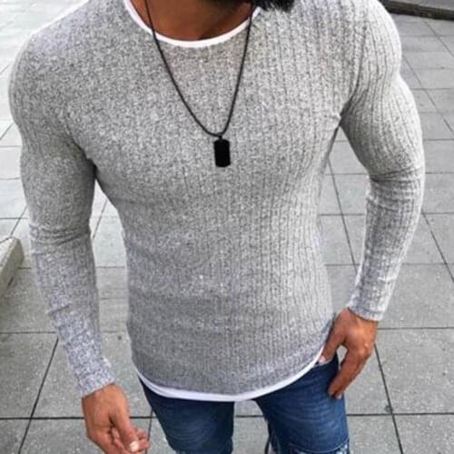 Fashion Men Color Block Patchwork O Neck Long Sleeve Pullover Knitted Sweater Autumn Winter Warm Casual Pullover Sweaters