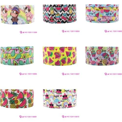 Q&N Ribbon 22mm~75mm Watermelon Avocado Food Printed Grosgrain Ribbon Accessories DIY Material For Hair Tie
