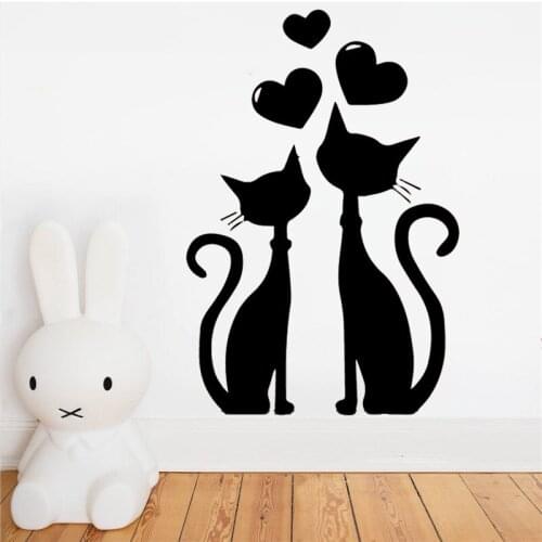 Romantic love cat Vinyl sticker Wallpaper for Bedroom Livingroom Decal decoration Children Room Vinyl Art wall Decals HY1628