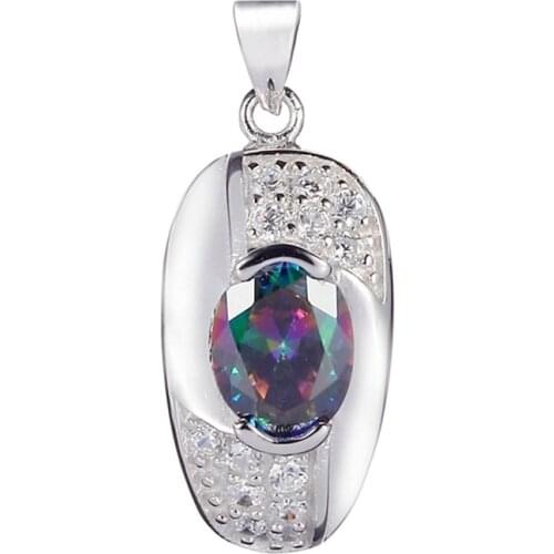 Eulonvan 925 sterling silver christmas pendant Noble women for Jewelry & Accessories Charms gifts Rainbow Cubic Zirconia S-3719
