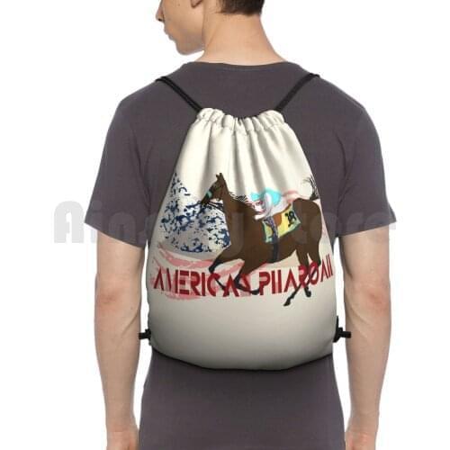 American Pharoah-Derby 2015 Backpack Drawstring Bag Riding Climbing Gym Bag American Pharaoh Triple Crown Horse Thoroughbred