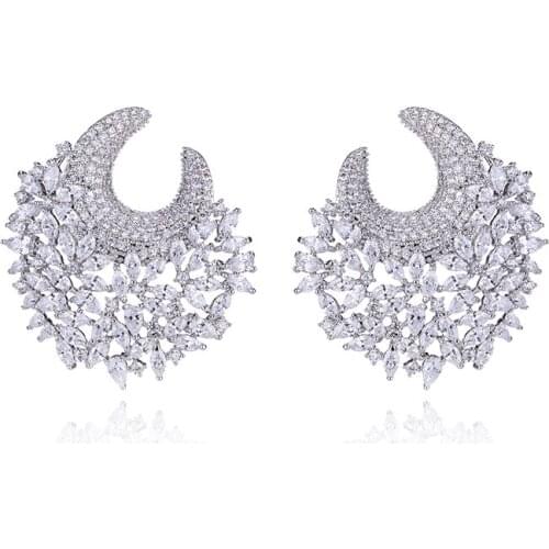 GAOLA New Classic White Gold Color Flower Shape Cubic Zirconia Dangle Earrings for Woman GLE6671Y