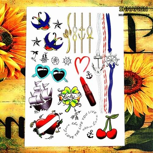 SHNAPIGN Cartoon Sparrow glasses Temporary Tattoo Body Art,12*20cm Flash Tattoo Stickers,Waterproof Fake Henna Wall Sticker