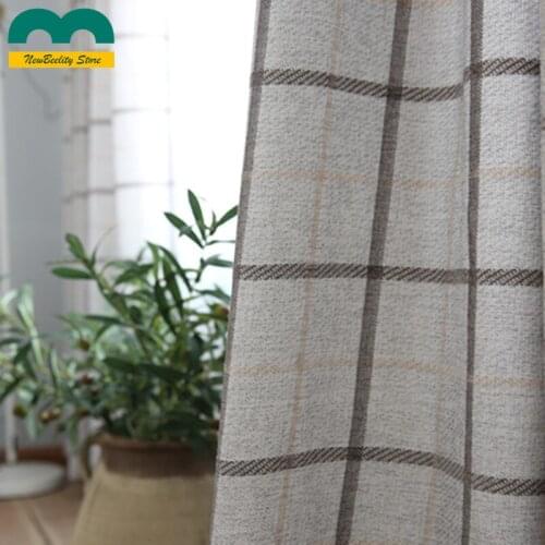 High Quality Chenille Curtains Simple Checkered Elegant Modern Curtains for Living Room Dinning Room Bedroom Window Blackout