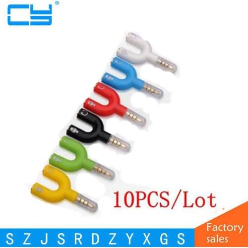 10PCS/Lot Y shape 3.5mm Stereo Splitter Audio Male to Earphone Headset + Microphone Adapter for PC IPhone Smartphone Mobile Phon