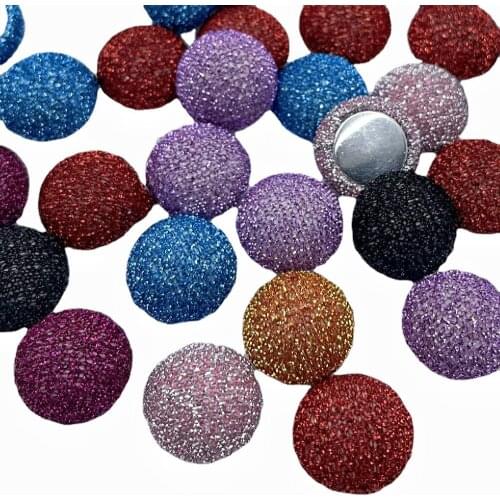 Suoja 50pcs/lot 15mm Faux Fur Fabric Covered Button Flatback Flower Center Craft