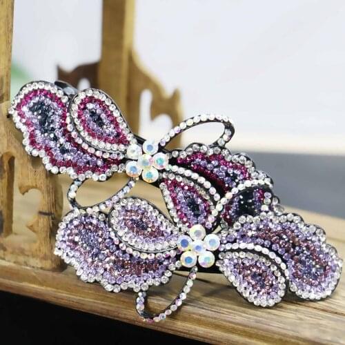 36*86mm Bridal Wedding Headdress Headband Head Bands Crystal Hair Accessory Clip Hairpin Butterfly Bowknot Inlaid Rhinestone