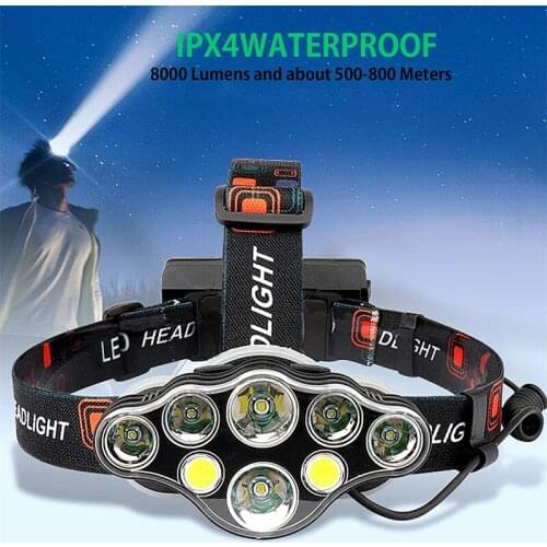 LED Flashlight Headlight Tactical Diving 18650 USB Rechargeable T6 Ultra Light Waterproof Powerful Distance Headlamp Helmet