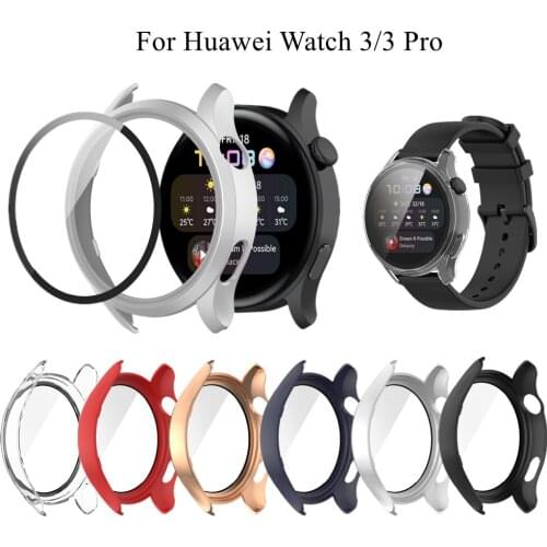 PC Case Tempered Glass Protector For Huawei Watch 3 / 3 Pro Smartwatch Full Screen Protective Cover For Huawei Watch 3 Shell