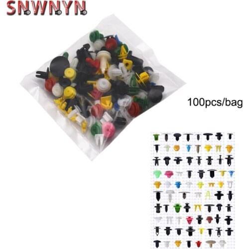 100pcs Random Mixed Auto Fastener Vehicle Car Bumper Clips Retainer Fastener Rivet Door Panel Fender Liner Universal Fit