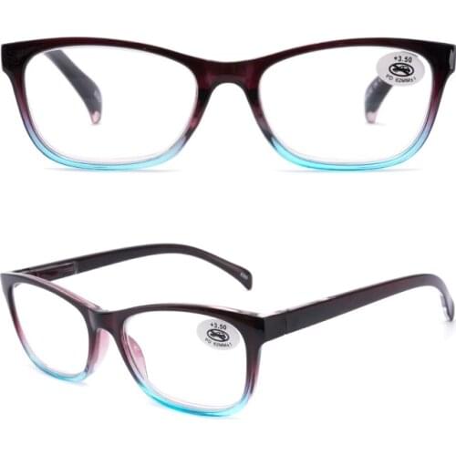 Designer Womens Gradant Fashion Reading Glasses Hot Sale with Pouch and Cleaning CLoth Womens Black Purple High Quality Frame