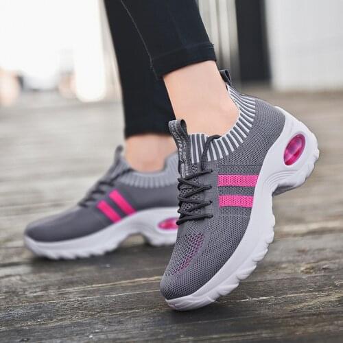 Women Tennis Shoes Air Cushion Comfortable Female Running Shoes Height Increasing Platform Sport Lace-up Tenis Zapatillas Mujer