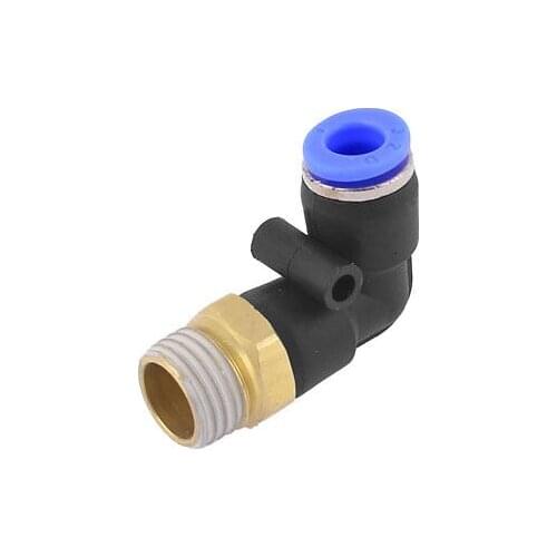 1/4" PT Thread Dia Pneumatic Connector Right Angle Quick Fitting Blue Black