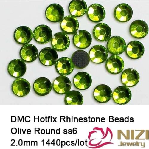 1440 pcs ss6 olivine Free shipping DMC hot fix rhinestones flat back rhinestones HighQuality-7
