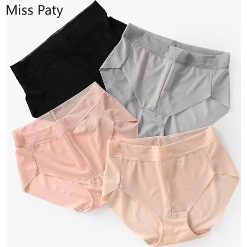 4pcs/lot sexy mesh transparent lace seamless panties cotton high rise plus large size underwear for women underpants pack XXXL