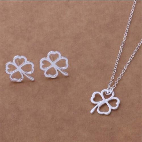 AS176 Hot Sale Silver Plated Color Jewelry Sets For Women Wholesale High Quality Classic Earring 145 + Necklace 683