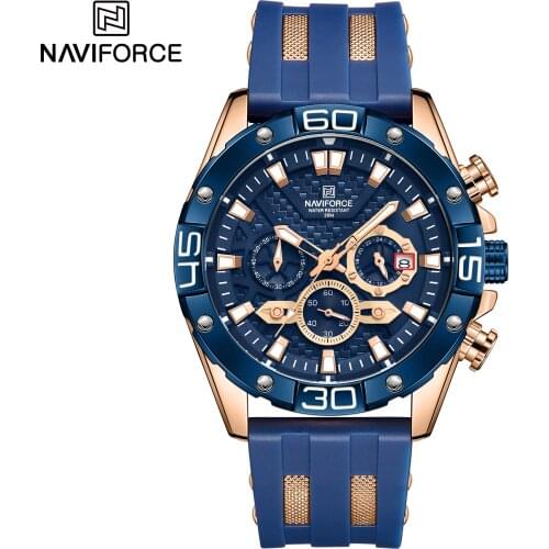 NAVIFORCE Mens Watches Luxury Brand Men Leather Sports Watches Mens Quartz Lumious Hands Clock Waterproof Military Wrist Watch