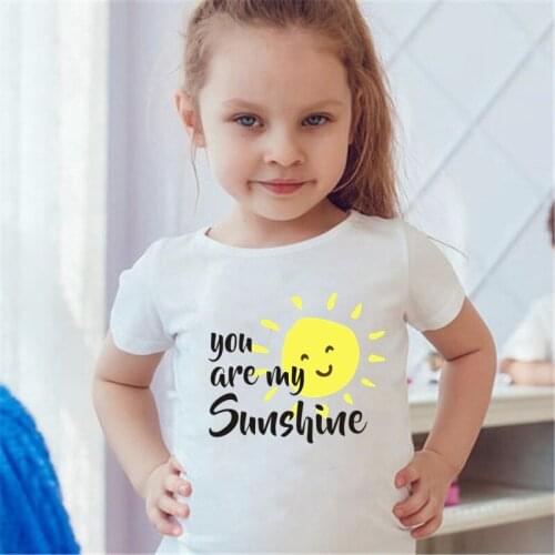 You Are My Sunshine Print Kids T Shirt Cute Boys Girls Tshirt Short Sleeve Summer White T-shirt Soft Casual Loose Tops for 1-12T