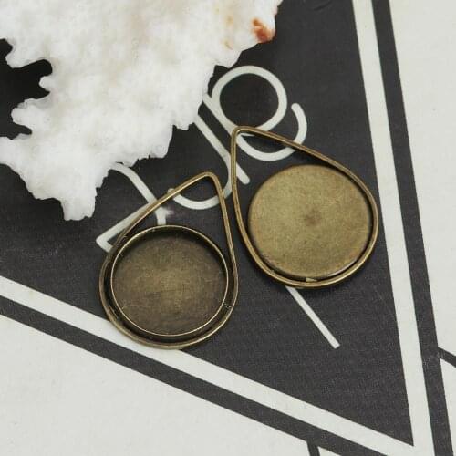 DoreenBeads Hot Copper Cabochon Settings Charms Drop Antique Bronze (Fits 12mm Dia.) Jewelry DIY Charms 21mm x 15mm, 10 PCs