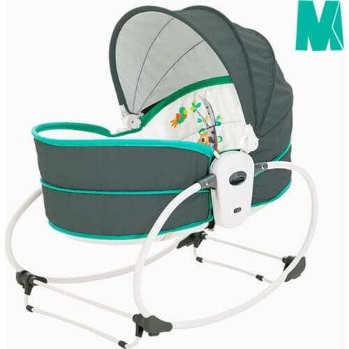 5 in 1 Electric Baby Rocking Crib, Electric Baby Cradle Vibration Crib Rocking Chair, Can Sit Can Lift Basket, Pink Baby Rocker