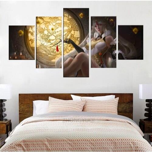 Hot Game Genshin Impact Wallpaper Ningguang Poster Wall Art Sexy Girl Oil Painting on Canvas for Home Decor Wall Stickers Murals