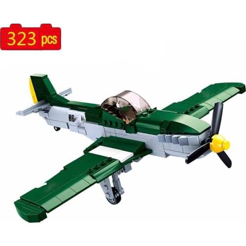 Military series WWII P51D fighter pilot soldier carrier aircraft soldier SWAT DIY Model Building Blocks Bricks Toys Gifts