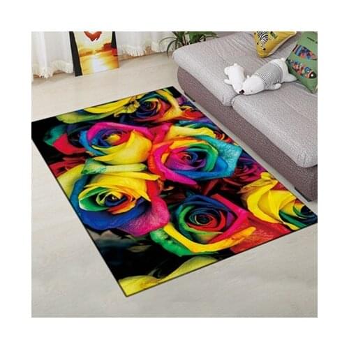 Creative Floor Mat European-style Flower Living Room Carpet Floor Mat 3D Printing Corridor Door Mat Non-slip Kitchen Floor Mat