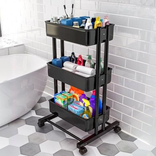 Kitchen Furniture Kitchen Islands Trolleys Rolling Storage Cart Plastic Basket Can Move Organizer Shelf Kitchen Cart OYFQ