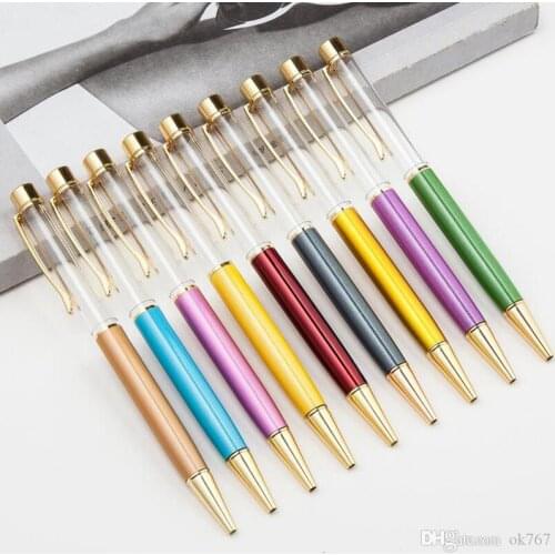 Metal hollow rod DIY ballpoint pen can be filled to make crystal Diamond quicksand gold foil pen DIY ballpoint Pens