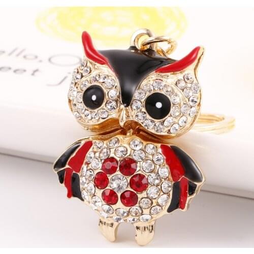 Fashion Jewelry Keychain Owl Series Rhinestone Couple Bag Gift Pendant Car Pendant Wholesale Memorial Gift Car Keychain