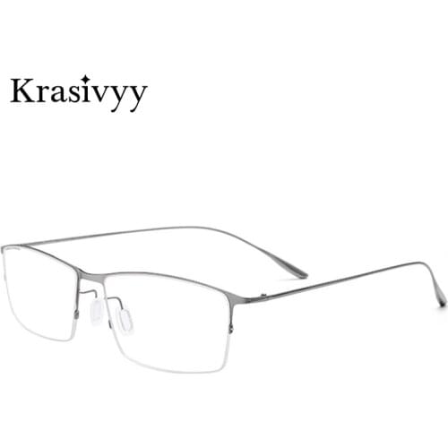 Krasivyy Square Optical Glasses Men Ultralight Titanium Alloy Myopia Prescription Eyeglasses Women New Korean Half Frame Eyewear