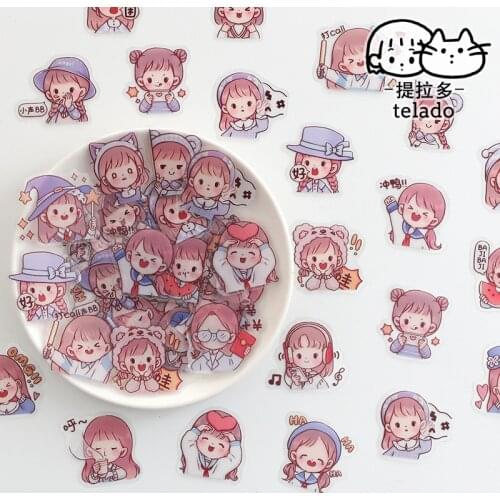 40 pcs/lot cute Cartoon Girl daily life Sticker Decoration Diy Scrapbooking Sticker Stationery Kawaii Diary Label Sticker