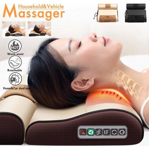 NEW 6 Modes Relaxation Massage Pillow Vibrator Shoulder Back Whole Body Heating Kneading therapy pillow shiatsu Neck Massager