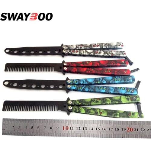 New Ghost Head Folding Butterfly in Knife Red Practice Comb Blade Blue Training Knife Butterfly Green Handle No Edge Blade knife