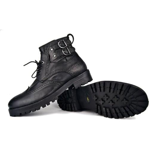 OTTO ZONE Designer Men Winter Boots Military Autumn Boot Genuine Leather Boots Ankle Shoes Chelsea Boots Designer Leather Shoes