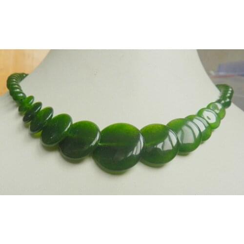 Natural emerald gemstone necklace 17.5 " New 6-20mm 100