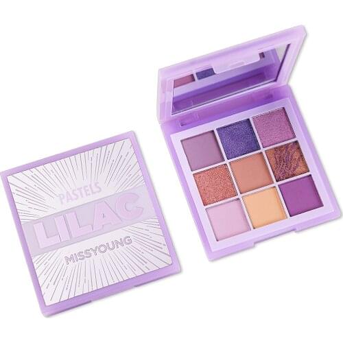 1@# 9 Colors Violet Eyeshadow Palette Pearl Light Matte Glitter Lasting Waterproof Eyeshadow Pallate Cosmetics Pallette Makeup