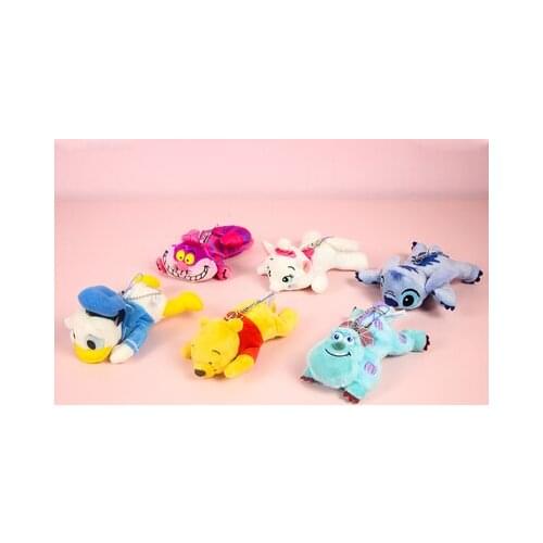 Disney Marie Cat stitch Pooh Anime plush Keychain Cartoon Doll chain Toy Pendant Ornament Children Birthday Gift