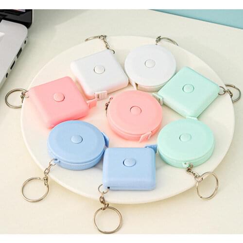 Simple Mini Tape Measure Small Soft Ruler Portable Leather Ruler Pure Color Meter Ruler Keychain Portable Key Ring