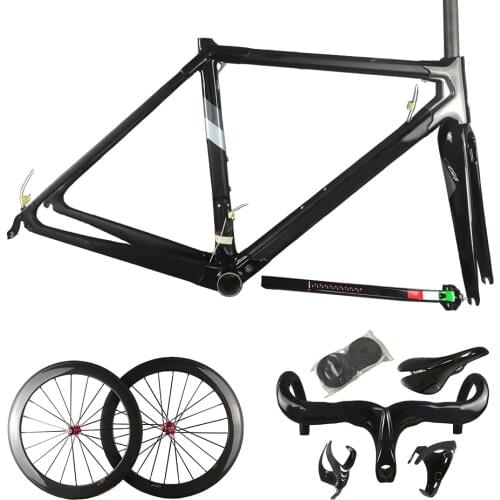 BoB Road Bike C64 Frame Carbon Fiber Road Bike Frames Bicycle Frameset Wheelset 50mm With Novatec A271 Hubs