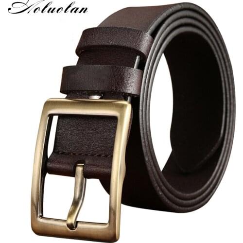 Men Cow Genuine Leather Male Jeans Belts Casual Pin Buckle Belt For Men Dropshipping luxury Designer Vintage Waist Belt