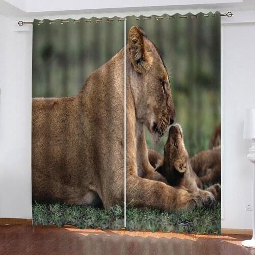 Luxury Blackout 3D Window Curtains For Living Room brown lion curtains modern living room curtains