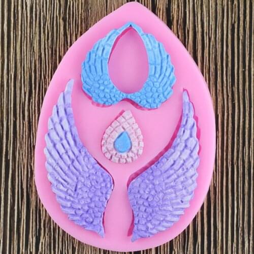 Angel Wings Silicone Mold Cupcake Topper Fondant Mould DIY Cake Decorating Tools Chocolate Gumpaste Candy Polymer Clay Moulds