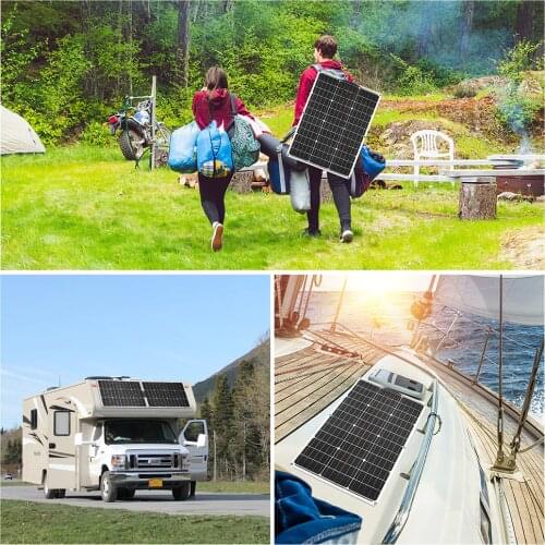 Dokio 18V 50w Solar Panel Flexible Solar Sets Kits Charge Outdoor Solar Panels For camping/Boats/Home For car 12V charge