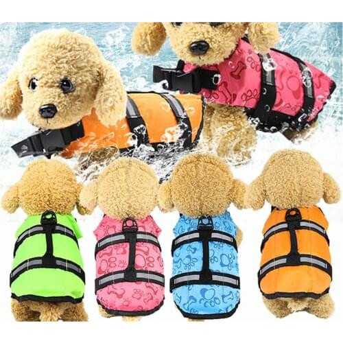 Dogs Waterproof Adjustable Life Jacket for Small Medium Puppy Life Vest Cat Pets Vacation Safety Vest with Reflective Swimsuit