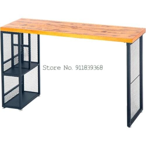 Bar Table Simple Household Modern Bar Wall Table Chair Combination High Foot Table Iron Solid Wood Long Narrow High Table